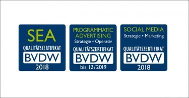 pilot wurde mit den BVDW-Zertifikaten in den Bereichen SEA, Programmatic Advertising und Social Media zertifiziert